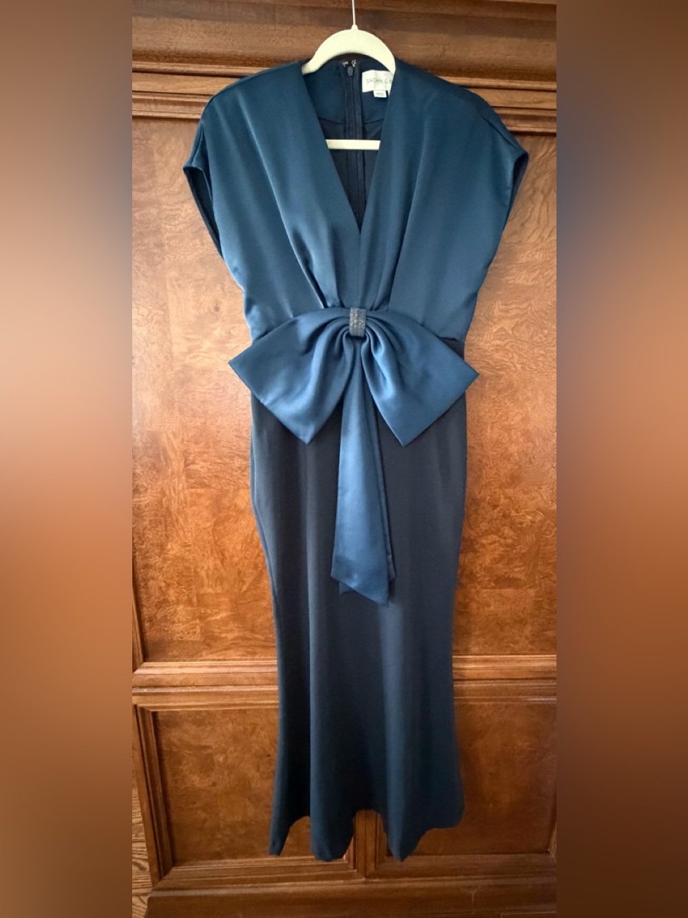 Sachin + Babi Teal Bow-Front Maxi Dress